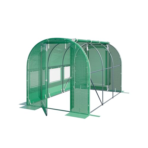 TOOLPORT Foliengewächshaus Gewächshaus 2x3m Premium mit schwenkbarer Türkonstruktion PE-Plane 180 g/m² grün transparent von TOOLPORT