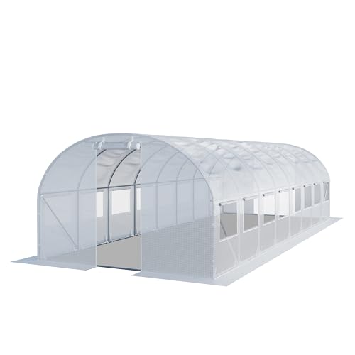 TOOLPORT Foliengewächshaus Gewächshaus 3x8m stabil & langlebig mit Fenster - reißfeste PE Plane 180g/m² weiß transparent von TOOLPORT