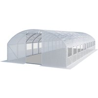 TOOLPORT Foliengewächshaus Gewächshaus 4x10m stabil & langlebig mit Fenster - reißfeste PE Plane 180g/m² weiß transparent von TOOLPORT