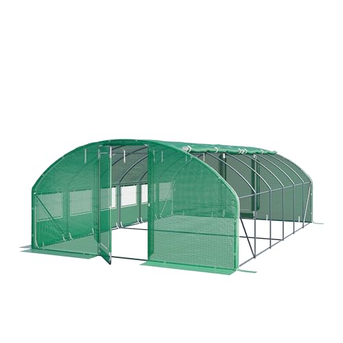 TOOLPORT Foliengewächshaus Gewächshaus 4x6m Premium mit schwenkbarer Türkonstruktion PE-Plane 180 g/m² grün transparent von TOOLPORT