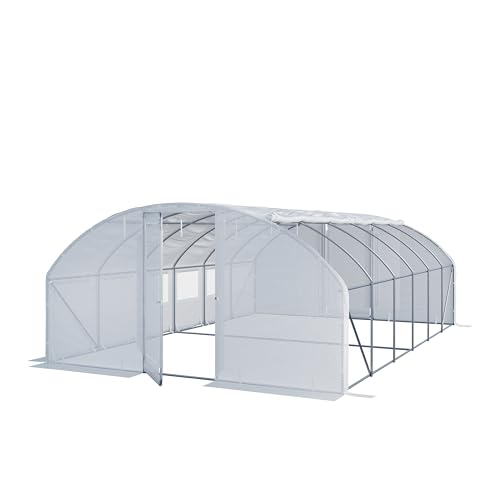 TOOLPORT Foliengewächshaus Gewächshaus 4x6m Premium mit schwenkbarer Türkonstruktion PE-Plane 180 g/m² weiß transparent von TOOLPORT