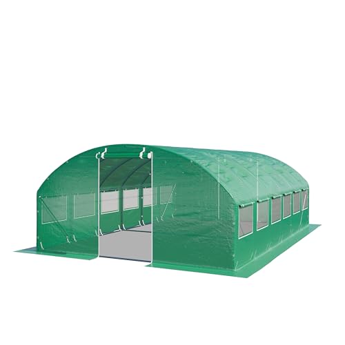 TOOLPORT Foliengewächshaus Gewächshaus 4x6m stabil & langlebig mit Fenster - reißfeste PE Plane 180g/m² grün transparent von TOOLPORT
