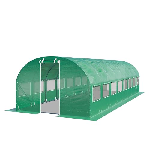 TOOLPORT Foliengewächshaus Gewächshaus 4x8m stabil & langlebig mit Fenster - reißfeste PE Plane 180g/m² grün transparent von TOOLPORT