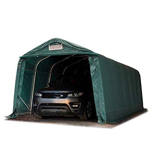 Garagenzelt Carport 3,3 x 7,2 m in dunkelgrün Unterstand Lagerzelt PVC 800 N Plane und Stabiler Stahlrohrkonstruktion von TOOLPORT