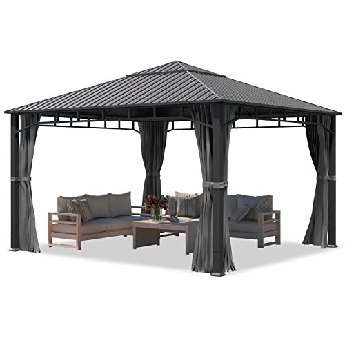 TOOLPORT Gartenpavillon 4x4 m Stahldach Hardtop 4 Seitenteile in Grau, Pfosten 9x9 cm von TOOLPORT
