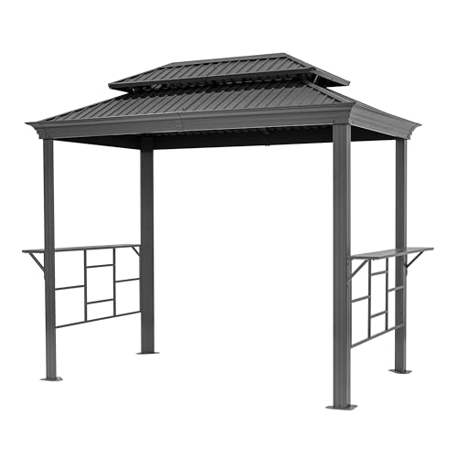 TOOLPORT BBQ Grillpavillon 2,8x1,8 m mit Stahldach Wasserdicht UV-beständig inkl. 2 praktischen Seitenablagen anthrazit von TOOLPORT