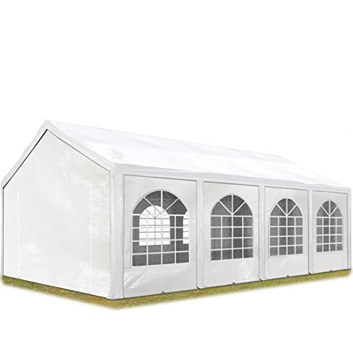 TOOLPORT Hochwertiges Partyzelt 3x8 m Pavillon Zelt PE Plane 450 N Gartenzelt Festzelt Wasserdicht weiß von TOOLPORT