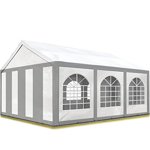 TOOLPORT Hochwertiges Partyzelt 4x6 m Pavillon Zelt PE Plane 450 N Gartenzelt Festzelt Bierzelt Wasserdicht grau-weiß von TOOLPORT