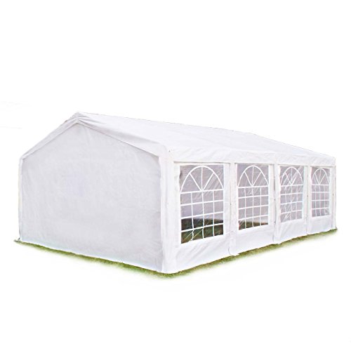 TOOLPORT Hochwertiges Partyzelt 5x8 m Pavillon Zelt PE Plane 450 N Gartenzelt Festzelt Wasserdicht weiß von TOOLPORT