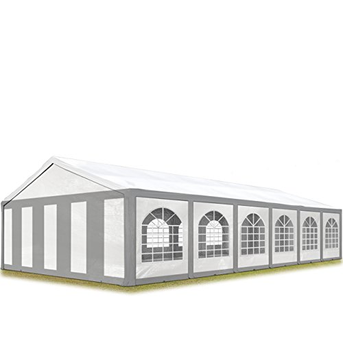 TOOLPORT Hochwertiges Partyzelt 6x12 m Pavillon Zelt PE Plane 450 N Gartenzelt Festzelt Bierzelt Wasserdicht grau-weiß von TOOLPORT