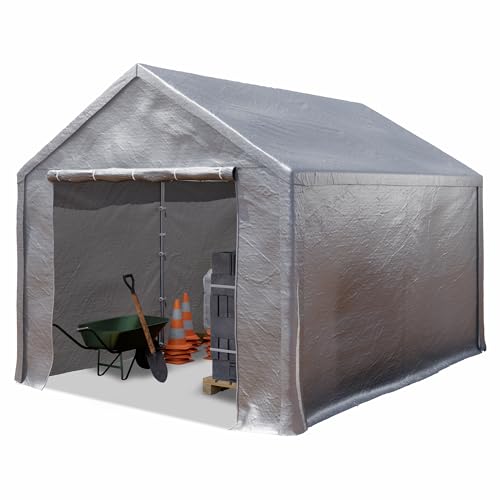 TOOLPORT Lagerzelt 3x4 m Zelthalle Unterstand Zeltgarage PE Plane 350 N wasserdicht in grau von TOOLPORT