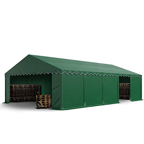 TOOLPORT Lagerzelt 5x10 m Zelthalle Unterstand Weidezelt PVC Plane 700 N wasserdicht in dunkelgrün von TOOLPORT