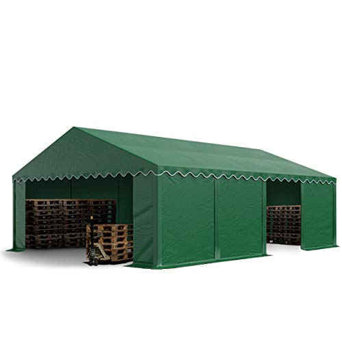TOOLPORT Lagerzelt 5x8 m Zelthalle Unterstand Weidezelt PVC Plane 700 N wasserdicht in dunkelgrün von TOOLPORT