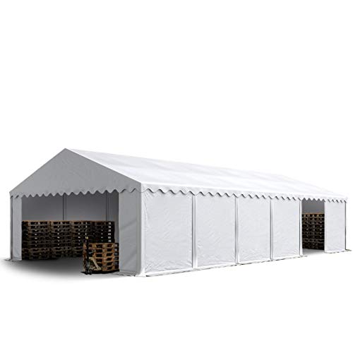TOOLPORT Lagerzelt 6x12 m Zelthalle Unterstand Weidezelt PVC Plane 700 N wasserdicht in weiß von TOOLPORT