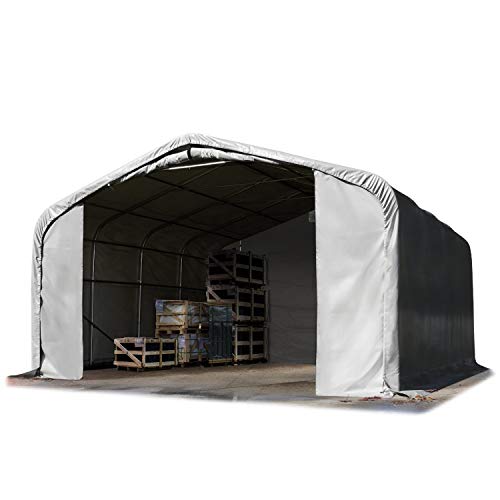 TOOLPORT Lagerzelt 7x7 m Zelthalle Unterstand PVC Plane 850 N wasserdicht grau von TOOLPORT