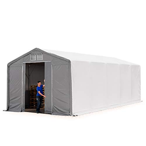 TOOLPORT Lagerzelt Zelthalle 5x10 m mit Schiebetor - robuste PRIMEtex PVC Plane 2300 N - Wasserdicht 3m Seitenhöhe von TOOLPORT
