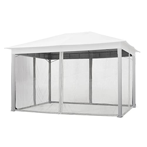 Moskitonetz für Gartenpavillon Sunset Classic 3x4 m - Polyester - Insektengitter inkl. Ringe, mit Reißverschluss - grau von TOOLPORT