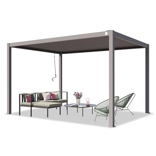 TOOLPORT PRIMEYARD Pergola 3x4 m Aluminium-Pfosten mit Lamellendach aus Stahl graue Terrassenüberdachung TOOLPORT PRIMEYARD Pergola 3x4 m Aluminium-Pfosten mit Lamellendach aus Stahl graue Terrassenüberdachung von TOOLPORT