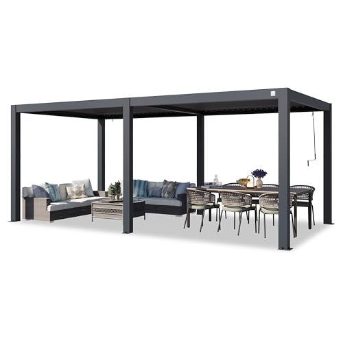 PRIMEYARD Pergola 3x6 m Aluminium Pfosten mit Lamellendach aus Aluminium anthrazitfarbene Terrassenüberdachung von TOOLPORT