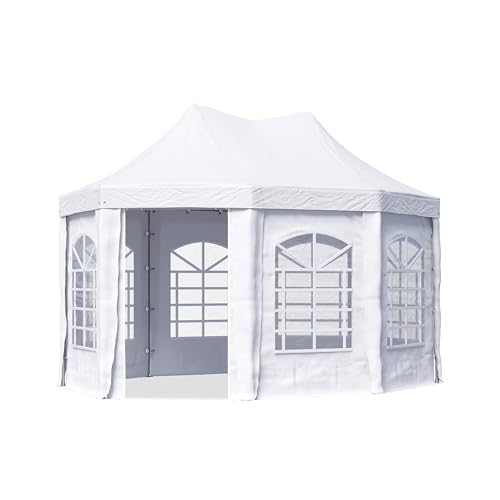TOOLPORT Pagodenzelt Pavillon 3x4 m schnell & einfach zu montieren mit Fenstern - robuste PVC-Plane 700 weiß von TOOLPORT