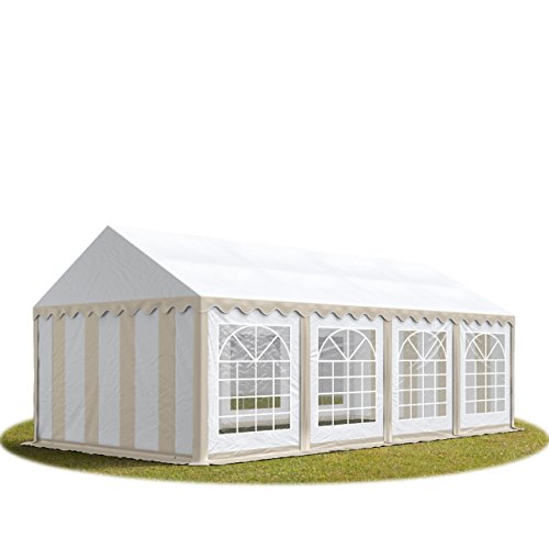 TOOLPORT Party-Zelt Festzelt 4x8 m Garten-Pavillon -Zelt PVC Plane 700 N in beige-weiß Wasserdicht von TOOLPORT
