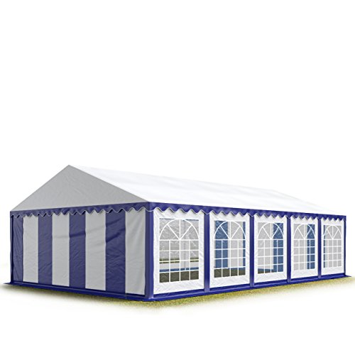 TOOLPORT Party-Zelt Festzelt 5x10 m Garten-Pavillon -Zelt PVC Plane 700 N in blau-weiß Wasserdicht von TOOLPORT