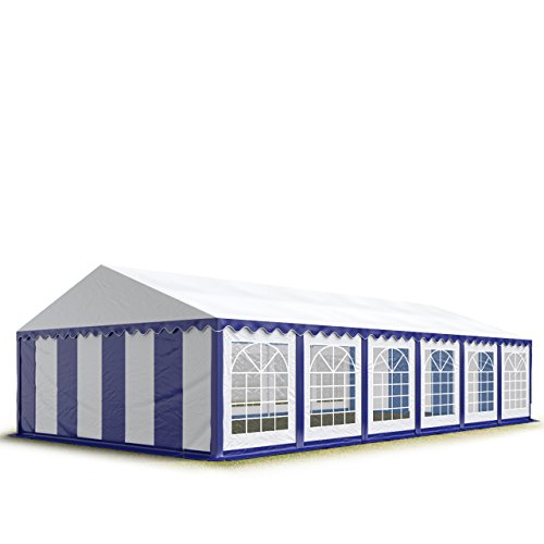 TOOLPORT Party-Zelt Festzelt 6x12 m Garten-Pavillon -Zelt PVC Plane 700 N in blau-weiß Wasserdicht von TOOLPORT