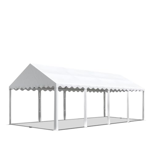 TOOLPORT Partyzelt Festzelt 4x8 m ohne Seitenteile -Zelt PVC Plane 800 N in weiß Wasserdicht von TOOLPORT