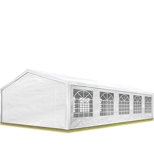 TOOLPORT Partyzelt Pavillon 5x10 m in weiß PE Plane 350 N Wasserdicht UV Schutz Festzelt Gartenzelt von TOOLPORT