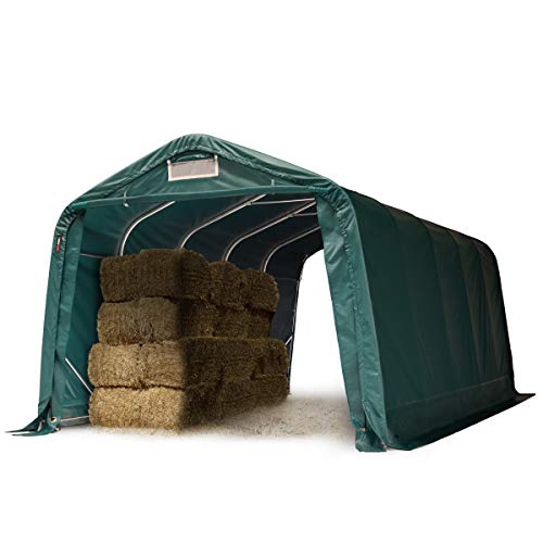 Robuster Weideunterstand 3,3x6 m wetterfeste PVC Plane, 800N, Unterstand Lagerzelt, für Beton, grün von TOOLPORT