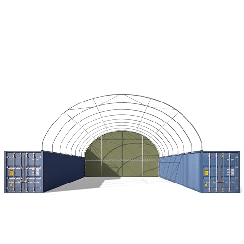 TOOLPORT Rückwand für Container Überdachung 10m Breite – PRIMEtex 2300 PVC Plane, dunkelgrün von TOOLPORT