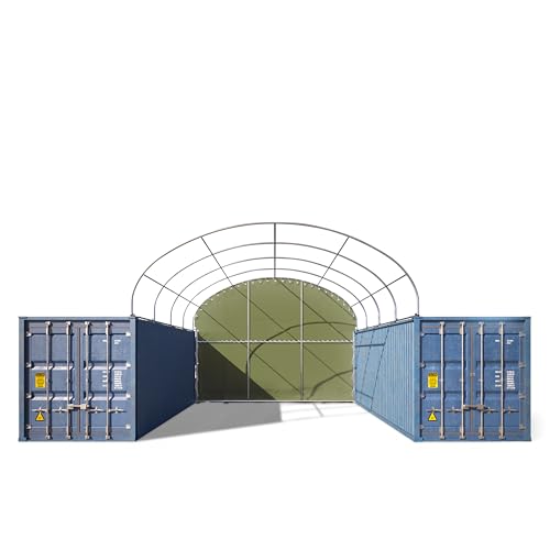 TOOLPORT Rückwand für Container Überdachung 6m Breite – PRIMEtex 2300 PVC Plane, dunkelgrün von TOOLPORT