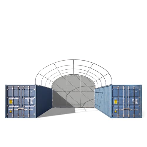 TOOLPORT Rückwand für Container Überdachung 6m Breite – PRIMEtex 2300 PVC Plane, grau von TOOLPORT