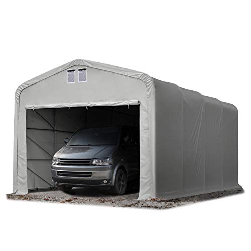 TOOLPORT Wikinger Zeltgarage 5x8 m Lagerzelt Carport Torgröße 4,1x2,5 m für Boote, Wohnmobile, Traktoren - grau von TOOLPORT