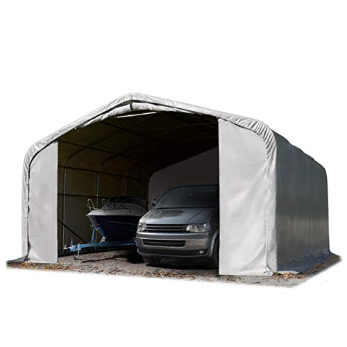 TOOLPORT Wikinger Zeltgarage 7x7 m Lagerzelt Carport Torgröße 5x2,9 m für LKW, Wohnmobile, Traktoren - grau von TOOLPORT