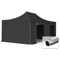 Toolport - 4x6 m Faltpavillon, professional Alu 50mm, Seitenteile ohne Fenster, schwarz von TOOLPORT