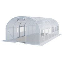 Toolport - Foliengewächshaus Gewächshaus 3x6m stabil & langlebig mit Fenster - reißfeste pe Plane 180g/m² weiß transparent von TOOLPORT