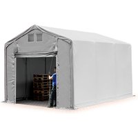 Zelthalle 4x6 m Lagerzelt PRIMEtex 2300 robuste pvc Plane grau 3m Seitenhöhe mit Hochziehtor - Toolport von TOOLPORT