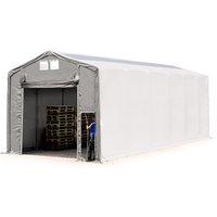 Zelthalle 6x12m Lagerzelt Industriezelt 4m Seitenhöhe pvc Plane 850 n mit Oberlicht grau 100% wasserdicht mit Hochziehtor von TOOLPORT