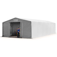 Zelthalle 8x12 m Lagerzelt PRIMEtex 2300 robuste pvc Plane grau 3m Seitenhöhe mit Schiebetor - Toolport Zelthalle 8x12 m Lagerzelt PRIMEtex 2300 robuste pvc Plane grau 3m Seitenhöhe mit Schiebetor - Toolport von TOOLPORT