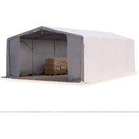 Zelthalle 8x8 m Lagerzelt PRIMEtex 2300 robuste pvc Plane grau 3m Seitenhöhe mit Reißverschlusstor - Toolport von TOOLPORT