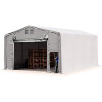 Zelthalle 8x8 m Lagerzelt PRIMEtex 2300 robuste pvc Plane grau 4m Seitenhöhe mit Hochziehtor - Toolport von TOOLPORT