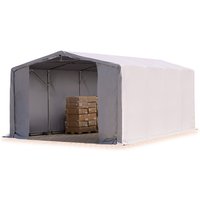 Zelthalle 8x8 m Lagerzelt PRIMEtex 2300 robuste pvc Plane grau 4m Seitenhöhe mit Reißverschlusstor - Toolport Zelthalle 8x8 m Lagerzelt PRIMEtex 2300 robuste pvc Plane grau 4m Seitenhöhe mit Reißverschlusstor - Toolport von TOOLPORT