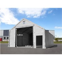 Zelthalle 8x8 m mit 4x3,4 m Tor, PRIMEtex 2300 PVC Plane, feuersicher grau mit Statik (Betonuntergrund) von TOOLPORT