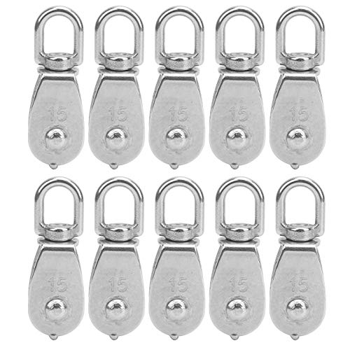 TOOLSGO 10 Stück M15-Riemenscheibe, 304 Edelstahl-Drahtseil, rostfrei, Einzelrolle, starke Tragfähigkeit zum Kranheben TOOLSGO 10 Stück M15-Riemenscheibe, 304 Edelstahl-Drahtseil, rostfrei, Einzelrolle, starke Tragfähigkeit zum Kranheben von TOOLSGO