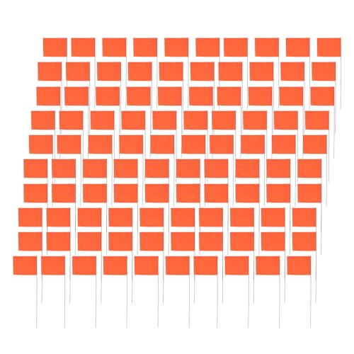 TOOLSGO 100 Stück Markierungsflaggen 4 x 5Zoll PVC-Flaggen 15Zoll Stahlstangen Rasenmarkierungen für Garten Hof Rasen Hundetraining Baustelle von TOOLSGO