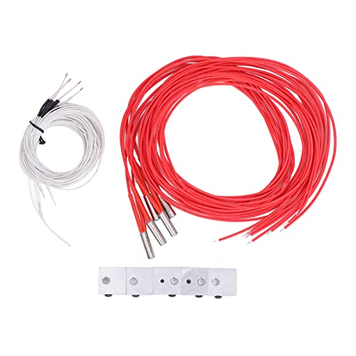 TOOLSGO 15-teiliges Zubehörset für 3D-Drucker Hotend mit 5 Aluminium-Heizblöcken 5 NTC100K-Thermistoren und 5 Keramikkartuschen-Heizungen von TOOLSGO