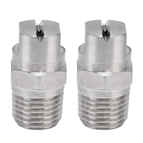 TOOLSGO 2Stück Flachfächer-Sprühdüsen aus Edelstahl Robust Langlebig Einstellbarer Wasserdurchfluss Weitwinkel-Zerstäuberdüse zum Bewässern von Pflanzen Rasen- und Straßenreinigung (65 °) von TOOLSGO