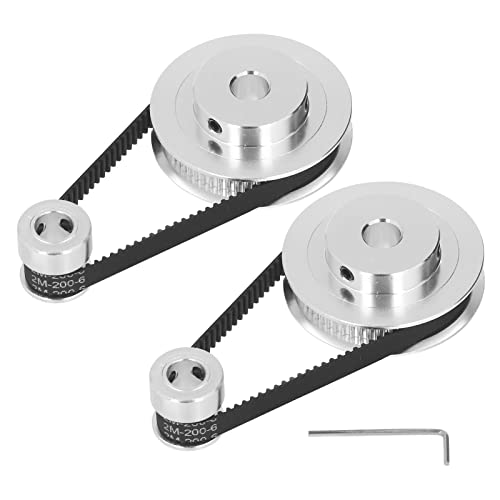 TOOLSGO 2er Set GT2Synchronräder 20 & 60 Zähne Aluminium Timing-Riemenscheiben mit 2x 200mm Länge 6mm Breite Riemen für 3D-Drucker CNC-Fräsen usw (8mm Bohrung) von TOOLSGO
