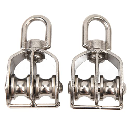 TOOLSGO 2er Set M15 Doppelrollen Edelstahl Drehbare Rollen Tragfähigkeit 35kg für Seile Kabel und Drähte mit Durchmesser unter 5mm TOOLSGO 2er Set M15 Doppelrollen Edelstahl Drehbare Rollen Tragfähigkeit 35kg für Seile Kabel und Drähte mit Durchmesser unter 5mm von TOOLSGO